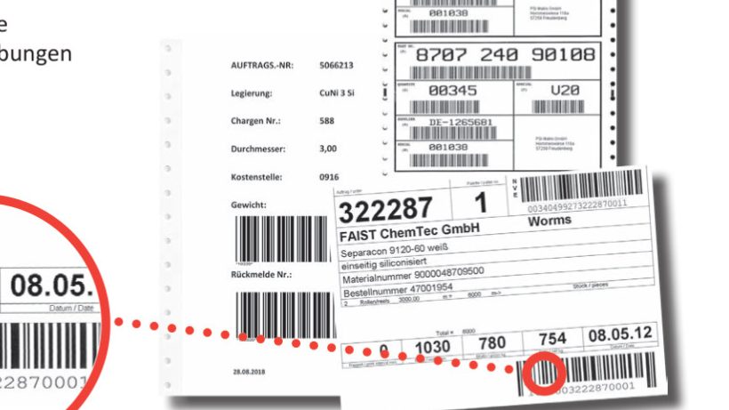 Fertigungsetiketten und Barcodes